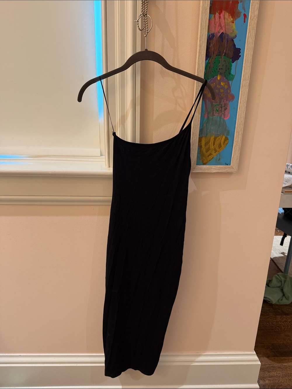Black Slip Dress with Spaghetti Straps